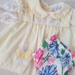 Vintage Carriage Dress + Floral Bloomers Bundle 9-12 months